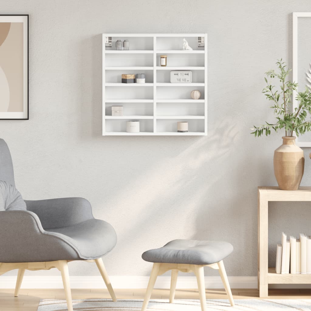 Armadietto con Vetrina Bianco 60x8,5x58 cm Legno Multistrato 847961