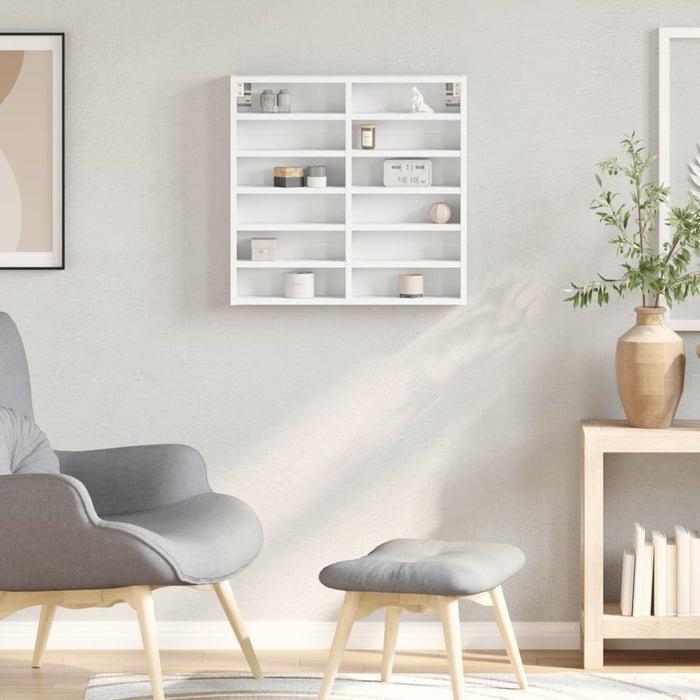 Armadietto con Vetrina Bianco 60x8,5x58 cm Legno Multistrato 847961