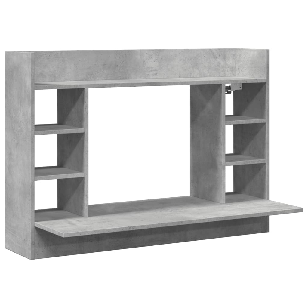 Scrivania a Parete Grigio Cemento 105x48x75cm Legno Multistrato