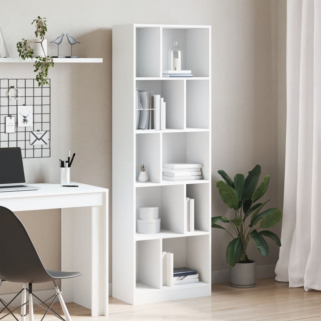 Libreria Bianca 57x28,5x174 cm in Legno Multistrato 847989