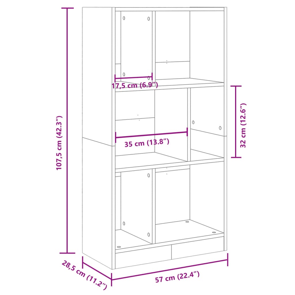 Libreria Grigio Cemento 57x28,5x107,5 cm in Legno Multistrato 848006