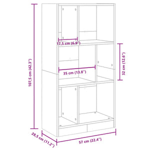 Libreria Grigio Cemento 57x28,5x107,5 cm in Legno Multistrato 848006