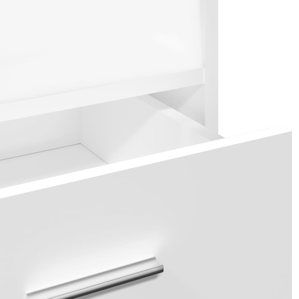 vidaXL Leggio con Ruote e Cassetto Bianco 55x55x107 cm in Multistrato