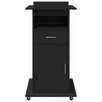 Leggio con Ruote e Cassetto Nero 55x55x107 cm in Multistrato 848025