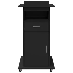 Leggio con Ruote e Cassetto Nero 55x55x107 cm in Multistrato 848025