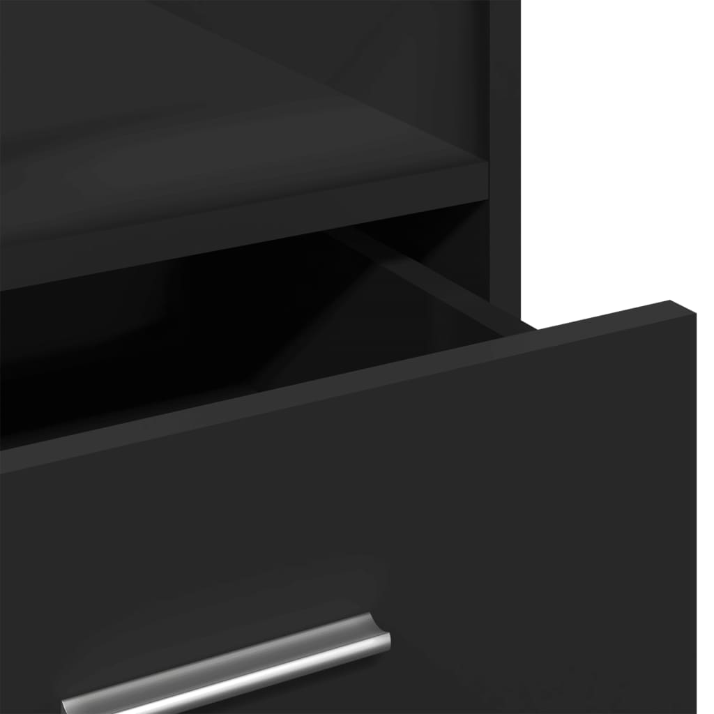 vidaXL Leggio con Ruote e Cassetto Nero 55x55x107 cm in Multistrato