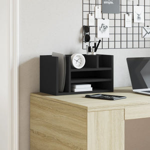 Organizer da Scrivania Nero 44,5x24x25 cm in Legno Multistrato 848039