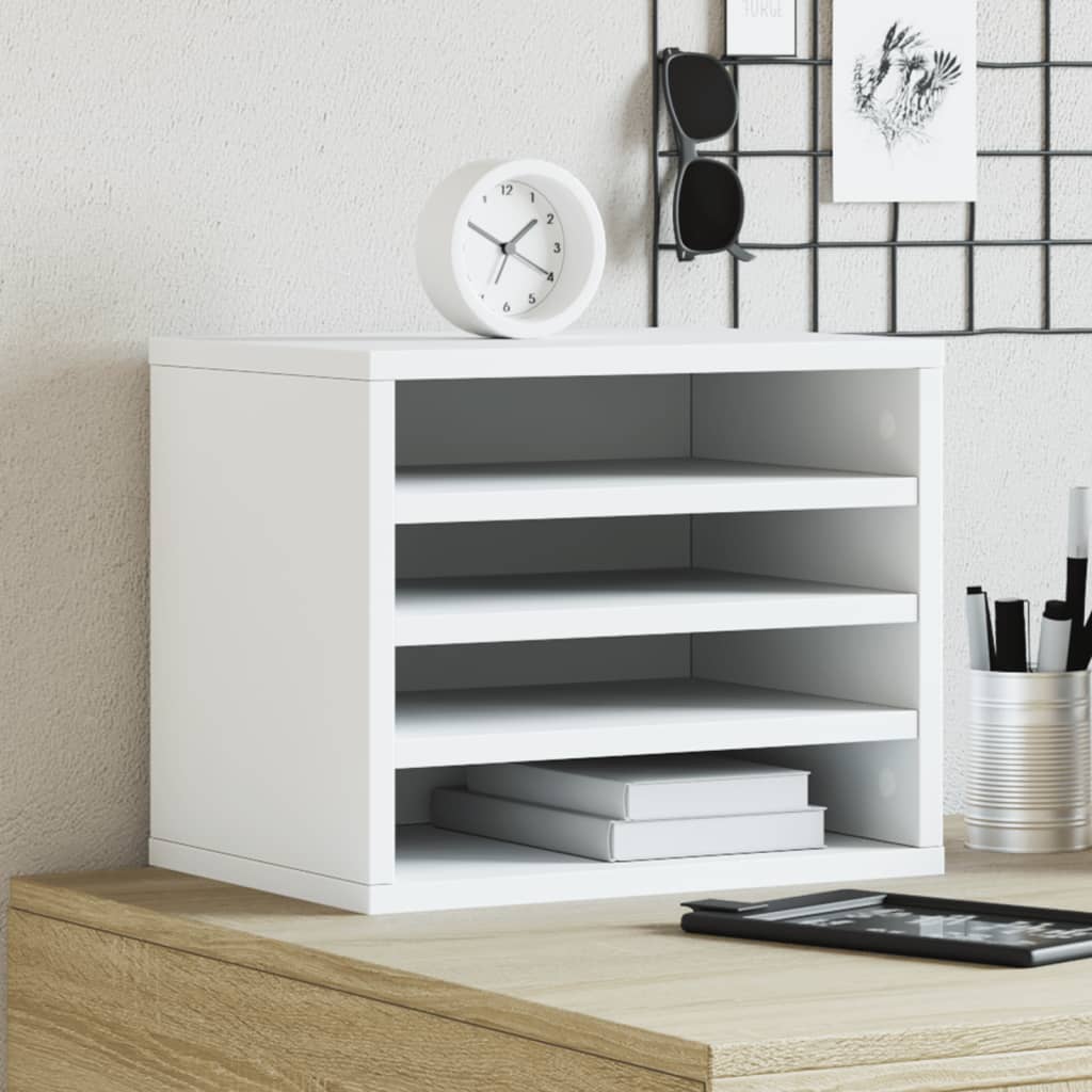 Organizer per la Scrivania Bianco 36x26x29,5 cm in Multistrato 848045