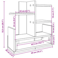 vidaXL Organizer Scrivania Grigio Sonoma 49x20x52,5 cm Multistrato