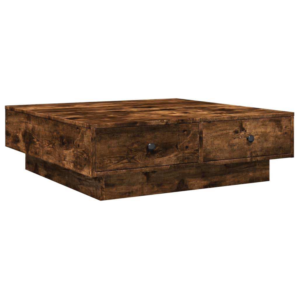 Tavolino da Salotto-Tavolino da soggiorno-Tavolo Rovere Fumo 90x90x28 cm Legno Multistrato 588104