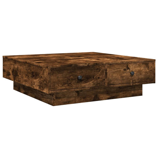 Tavolino da Salotto-Tavolino da soggiorno-Tavolo Rovere Fumo 90x90x28 cm Legno Multistrato 588104