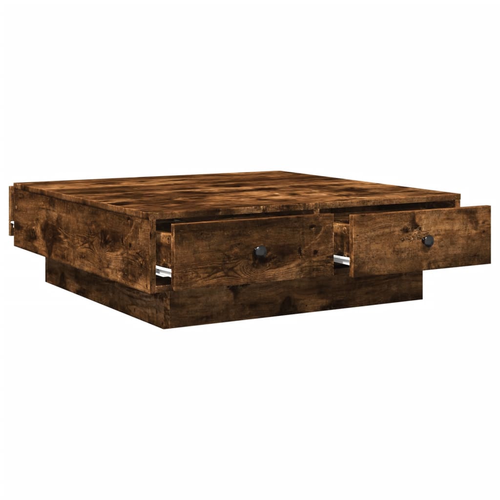 Tavolino da Salotto-Tavolino da soggiorno-Tavolo Rovere Fumo 90x90x28 cm Legno Multistrato 588104