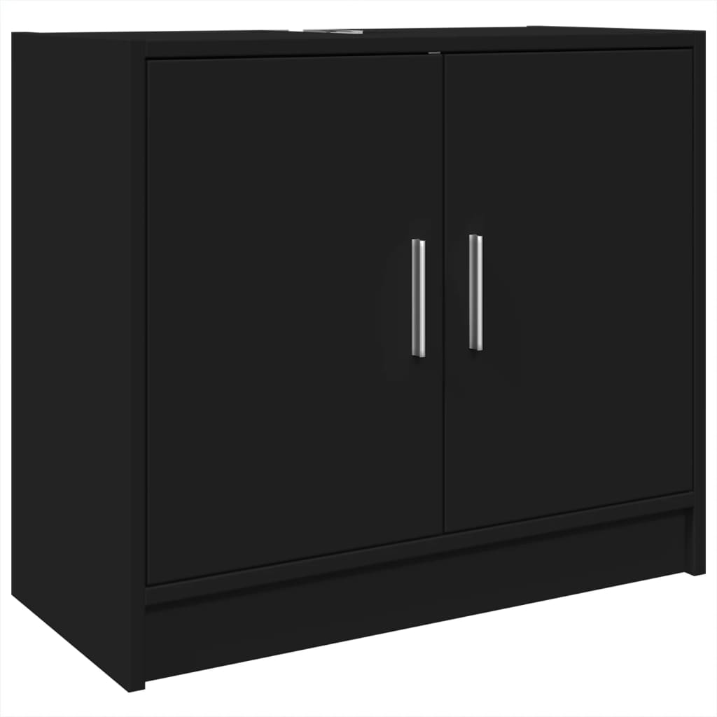 Mobile Lavabo-Armadietto da bagno Nero 63x29x55 cm in Truciolato 727735
