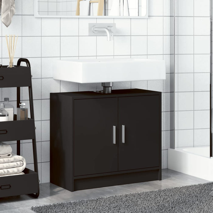 Mobile Lavabo-Armadietto da bagno Nero 63x29x55 cm in Truciolato 727735