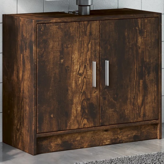 Mobile Lavabo-Armadietto da bagno Rovere Fumo 63x29x55 cm in Legno Multistrato 475268