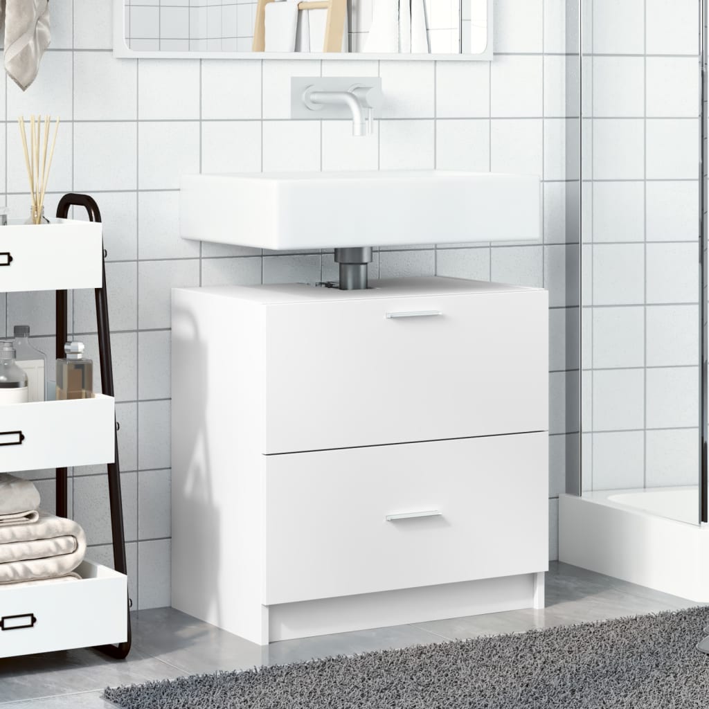 Mobile Lavabo-Armadietto da bagno Bianco 59x37x59 cm in Truciolare