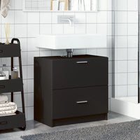 Mobile Lavabo-Armadietto da bagno Nero 59x37x59 cm in Truciolare