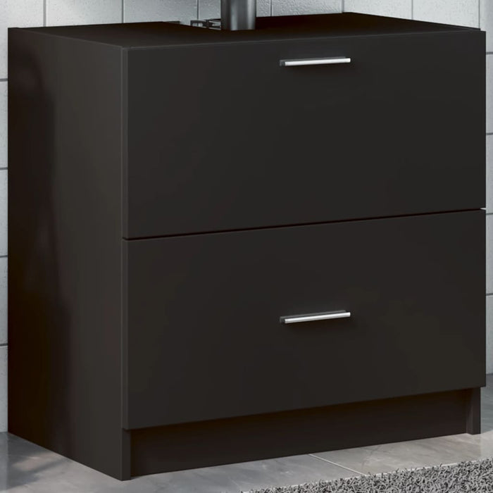 Mobile Lavabo-Armadietto da bagno Nero 59x37x59 cm in Truciolare