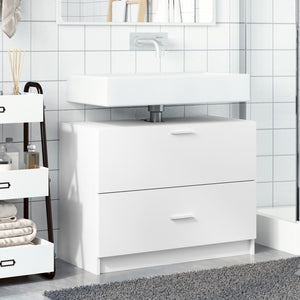 Mobile Lavabo-Armadietto da bagno Bianco 78x37x59 cm in Truciolare
