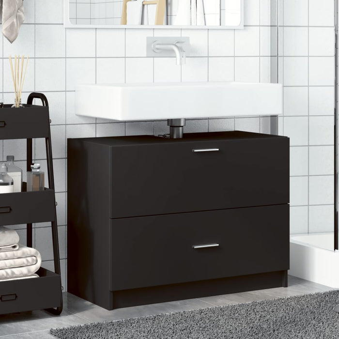 vidaXL Mobile Lavabo Nero 78x37x59 cm in Truciolare