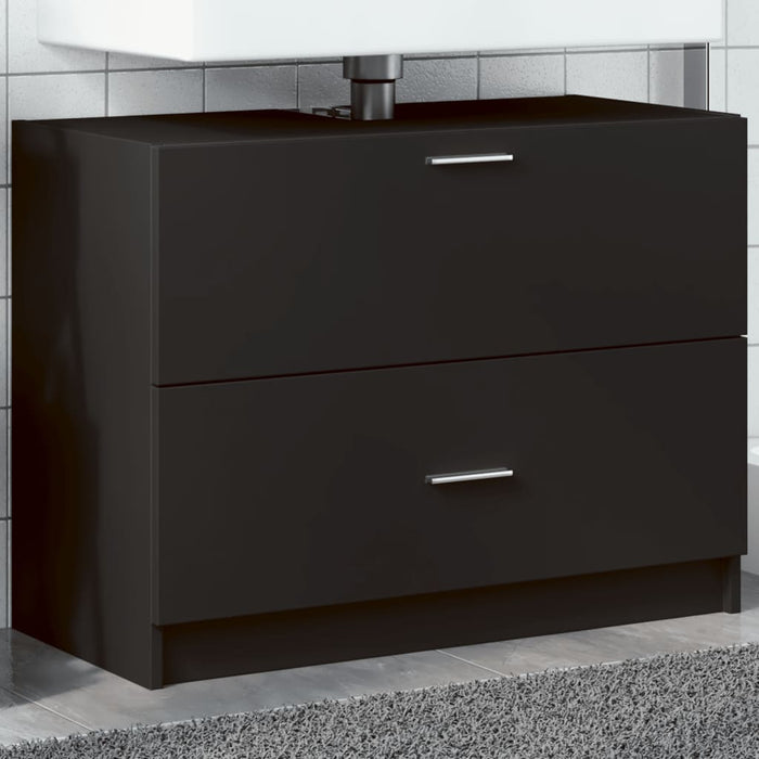 Mobile Lavabo-Armadietto da bagno Nero 78x37x59 cm in Truciolare