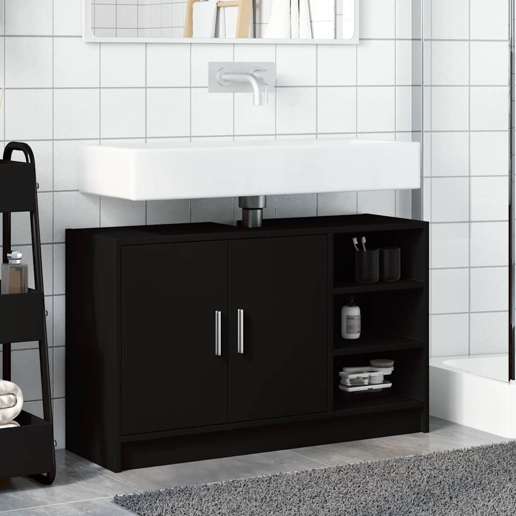 vidaXL Mobile Lavabo Nero 90x29x55 cm in Truciolato