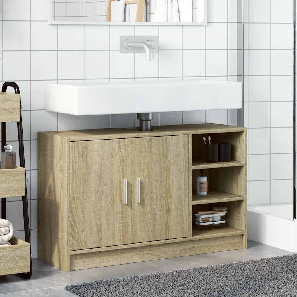 Mobile Lavabo-Armadietto da bagno Rovere Sonoma 90x29x55 cm in Truciolare