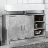Mobile Lavabo-Armadietto da bagno Grigio Cemento 90x29x55 cm in Truciolare