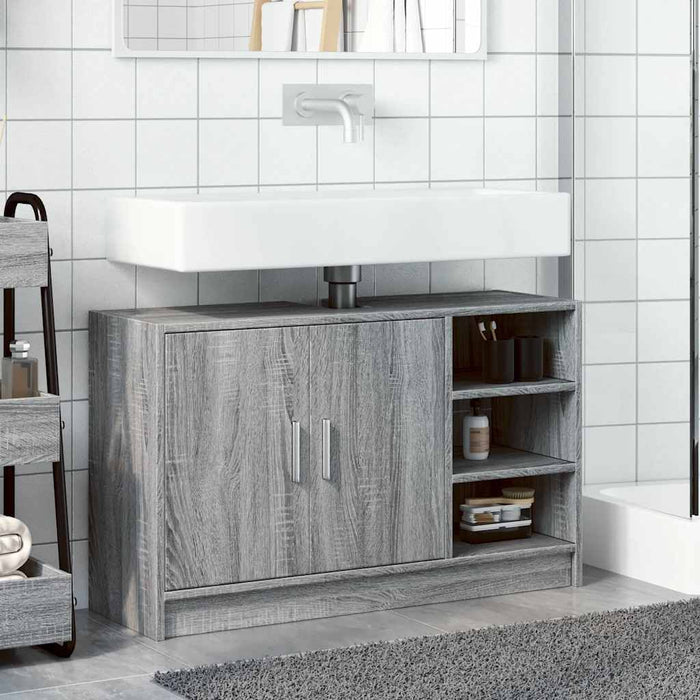 Mobile Lavabo-Armadietto da bagno Grigio Sonoma 90x29x55 cm in Truciolare