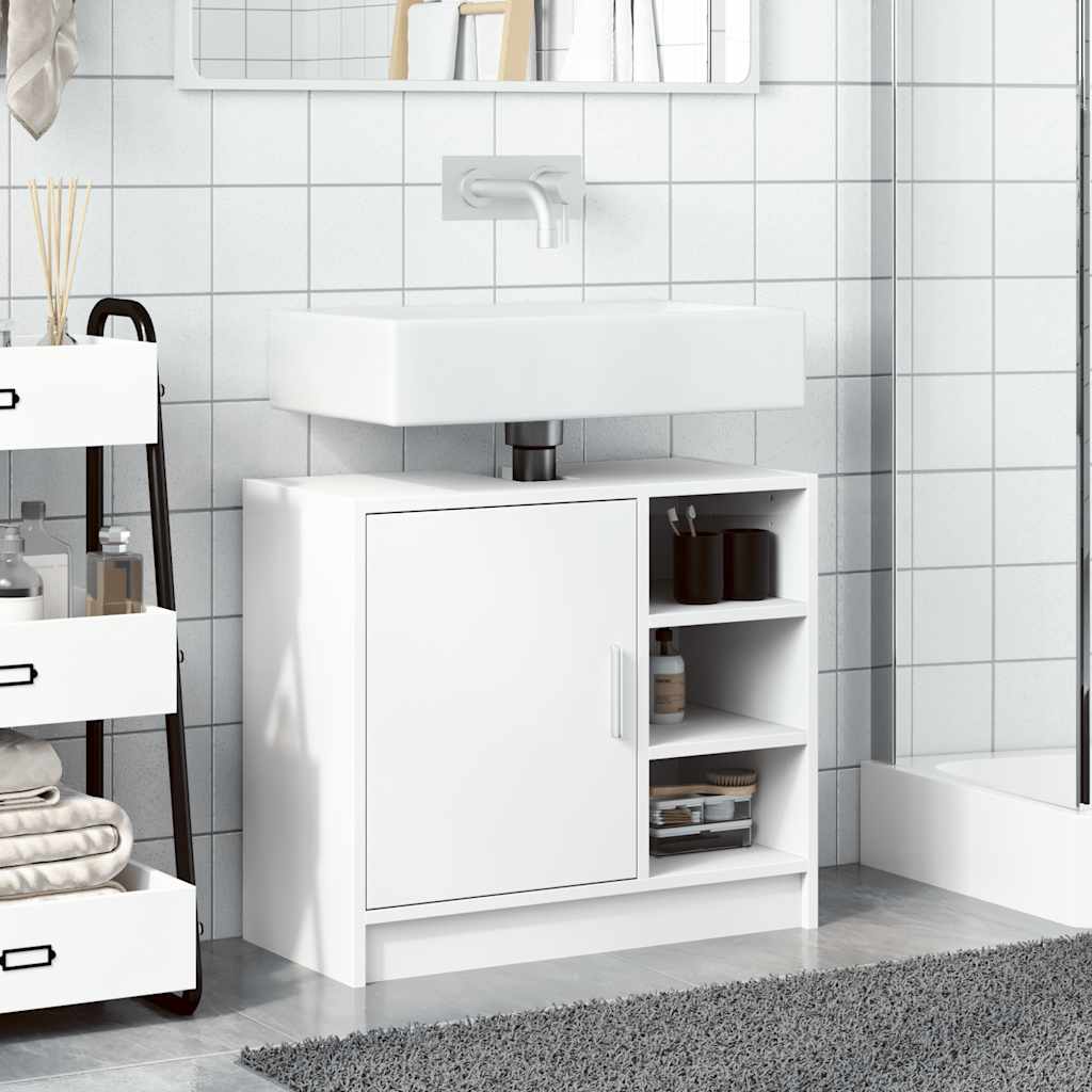 Mobile Lavabo-Armadietto da bagno Bianco 63x29x55 cm in Truciolato 294146