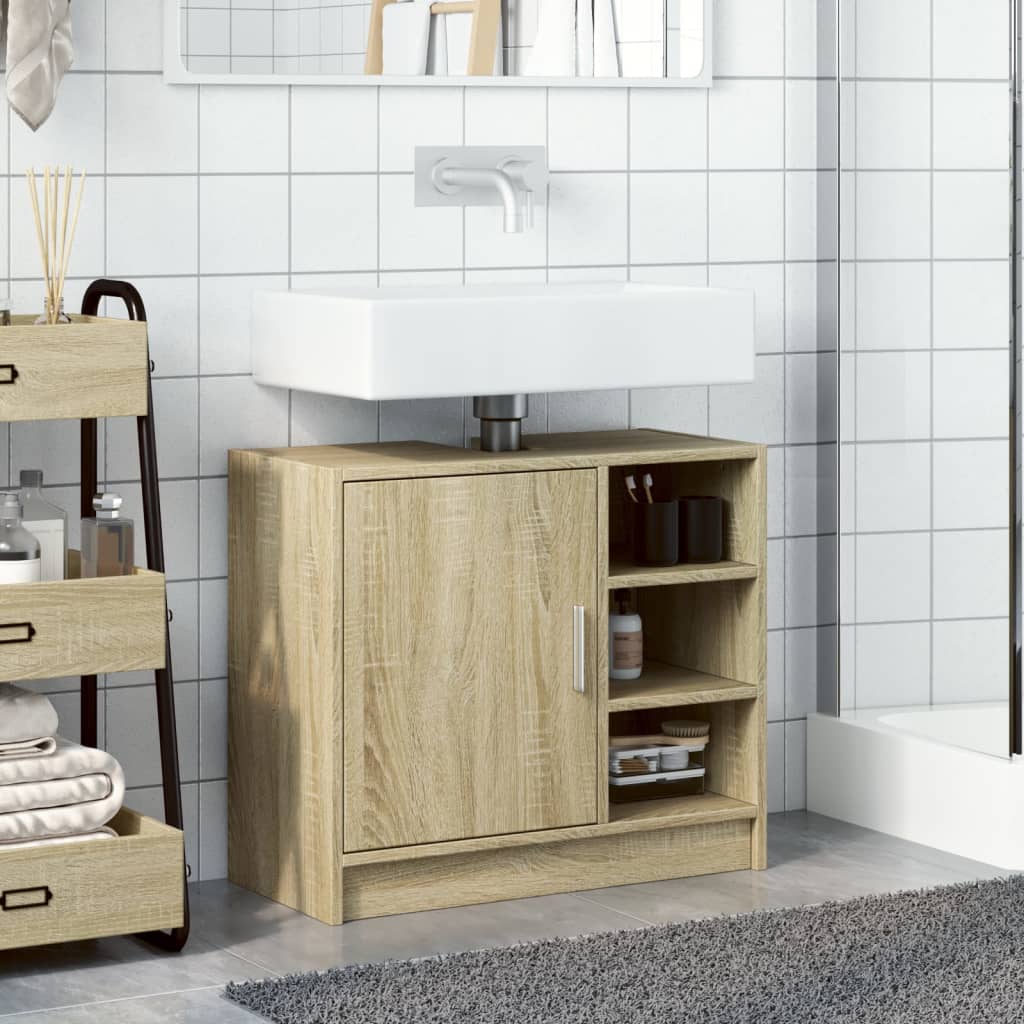 Mobile Lavabo-Armadietto da bagno Rovere Sonoma 63x29x55 cm Legno Multistrato 850277