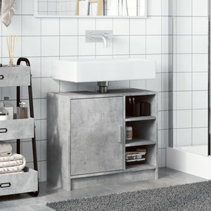 Mobile Lavabo-Armadietto da bagno Grigio Cemento 63x29x55 cm in Legno Multistrato 500104