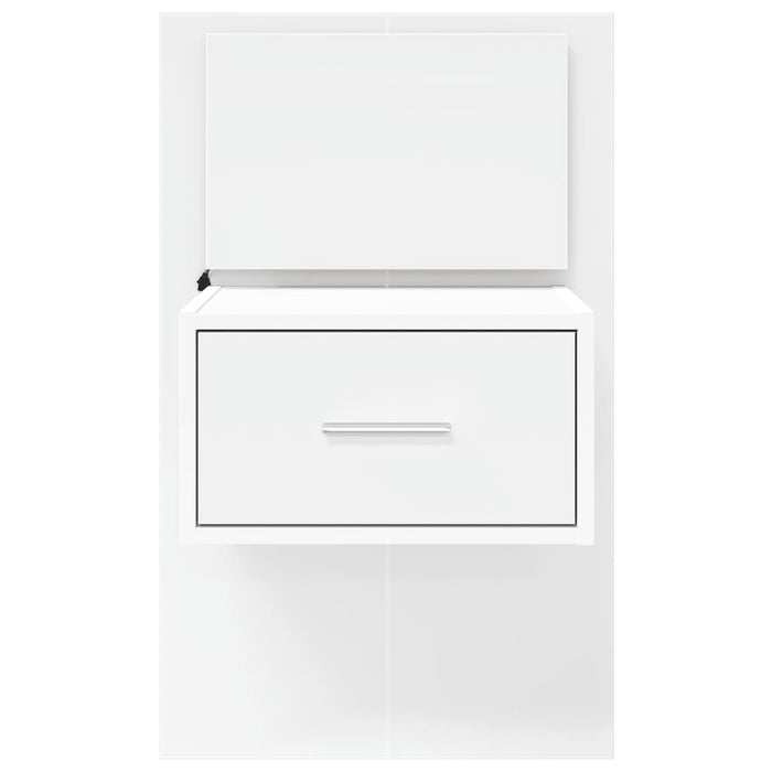 Comodino a Parete con Luci LED-Tavolino da notte sospeso Bianco 195364