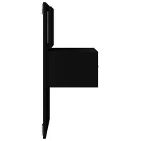 Comodino a Parete con Luci LED-Tavolino da notte sospeso Nero 817061