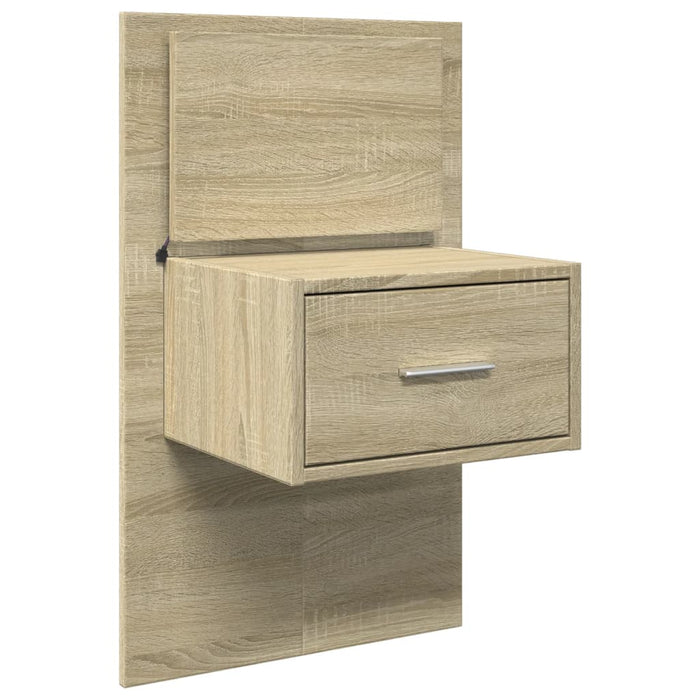 Comodino a Parete con Luci LED-Tavolino da notte sospeso Rovere Sonoma 463170