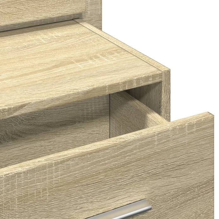 Comodino a Parete con Luci LED-Tavolino da notte sospeso Rovere Sonoma 463170