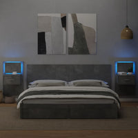 Comodini a Parete con Luci LED 2 pz Grigio Cemento 848164