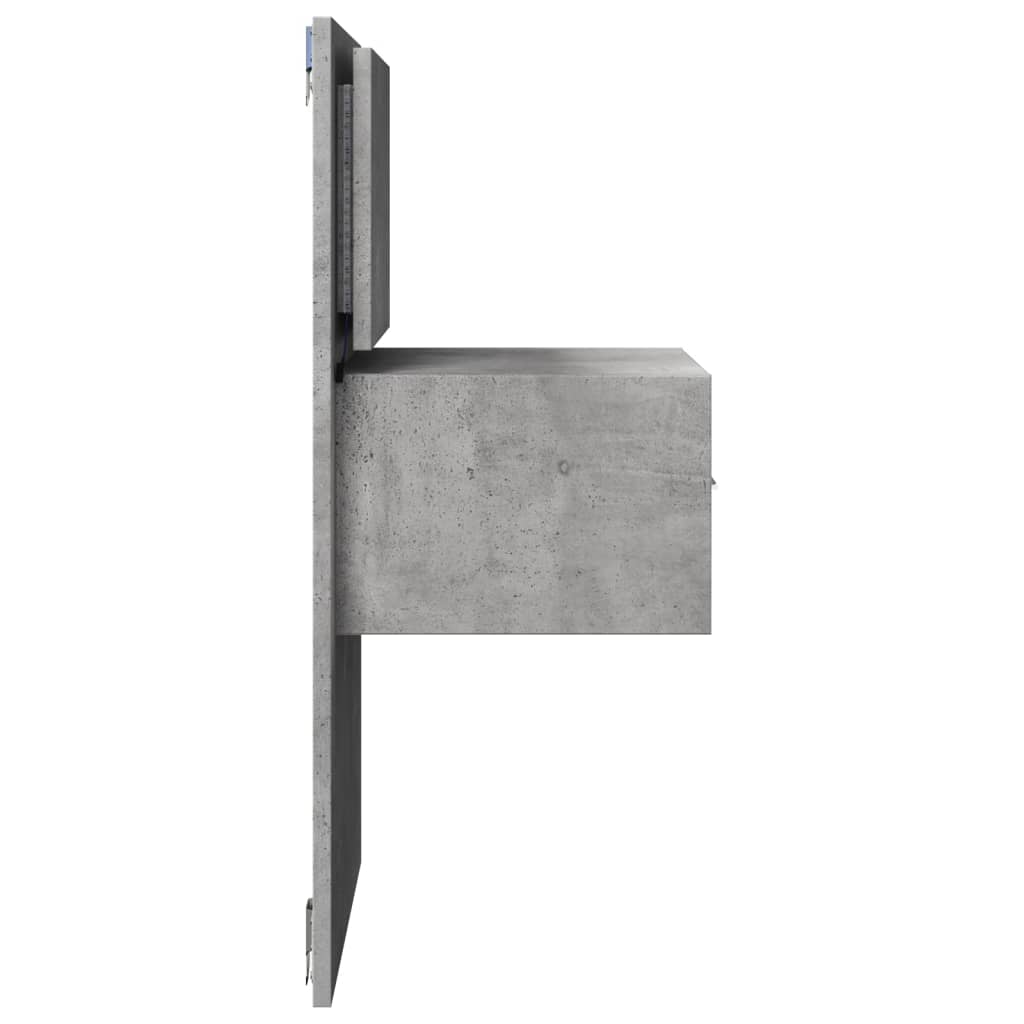 Comodini a Parete con Luci LED 2 pz Grigio Cemento 848164