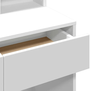 Toeletta con Specchio-Tavolo da Vanit¨¤ Bianco 80x41x144,5 cm