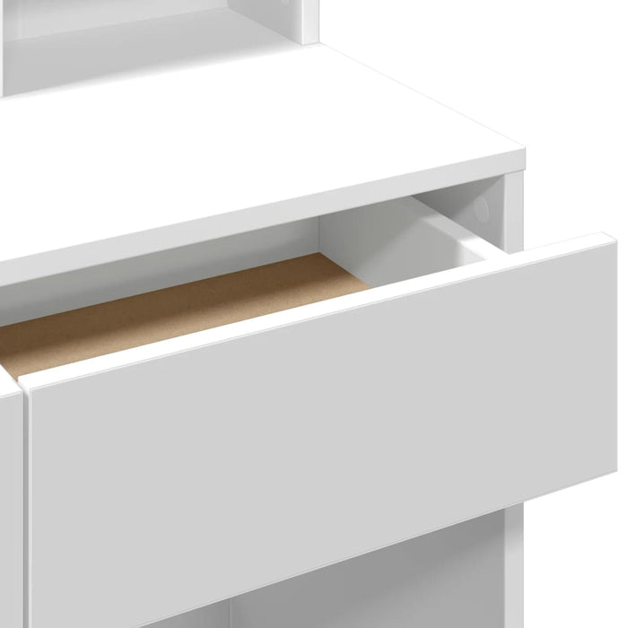 Toeletta con Specchio-Tavolo da Vanit¨¤ Bianco 80x41x144,5 cm