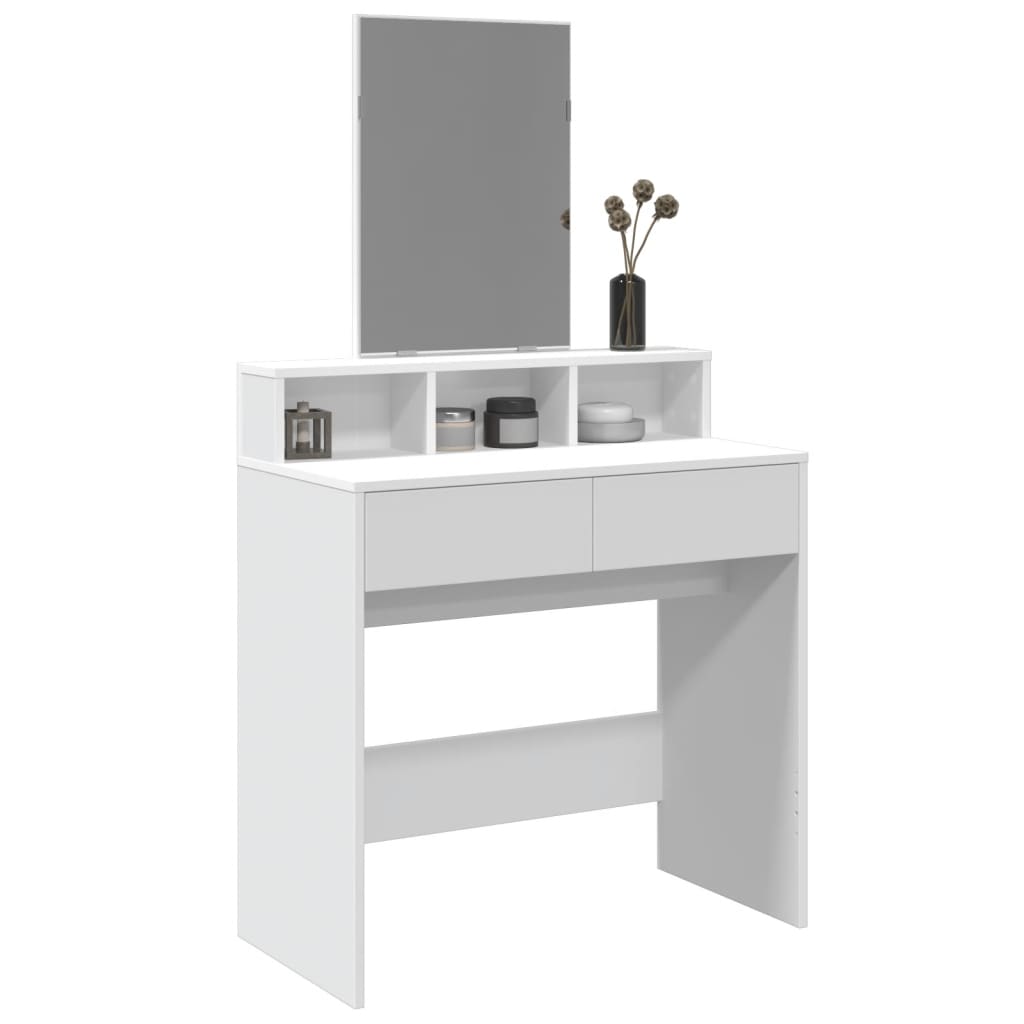 Toeletta con Specchio-Tavolo da Vanit¨¤ Bianco 80x41x144,5 cm
