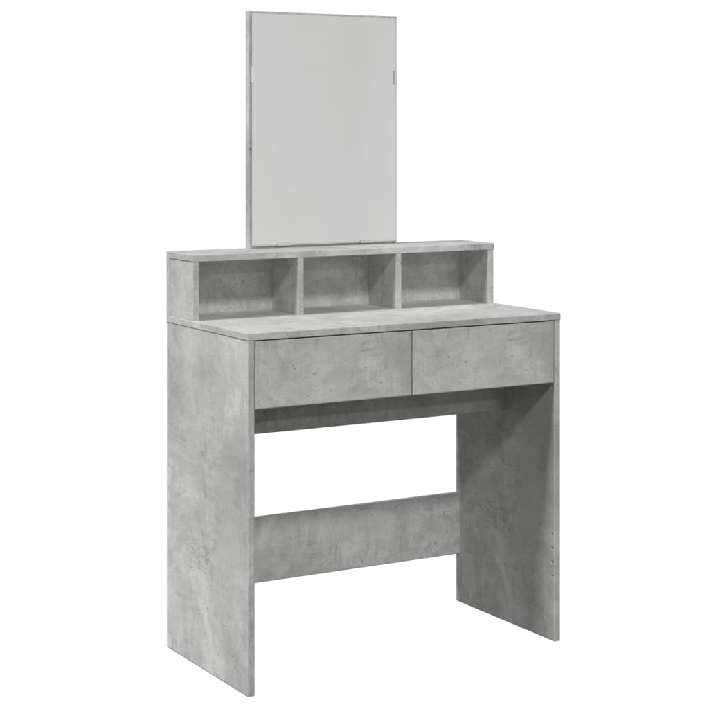 Toeletta con Specchio-Tavolo da Vanit¨¤ Grigio Cemento 80x41x144,5 cm