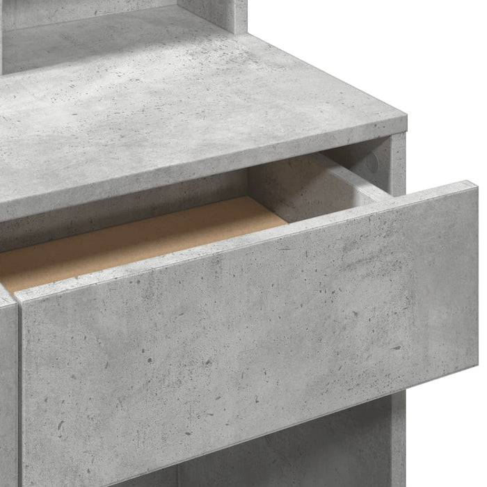 Toeletta con Specchio-Tavolo da Vanit¨¤ Grigio Cemento 80x41x144,5 cm