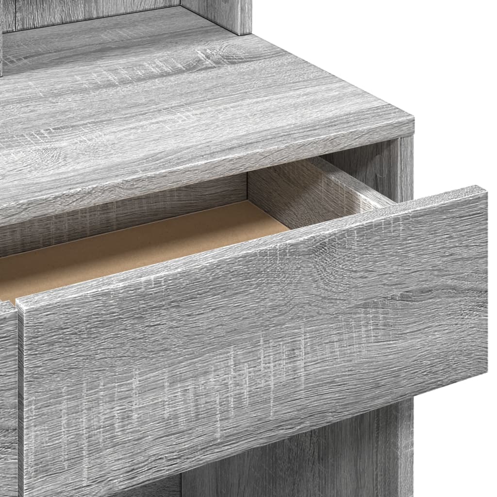 Toeletta con Specchio-Tavolo da Vanit¨¤ Grigio Sonoma 80x41x144,5 cm