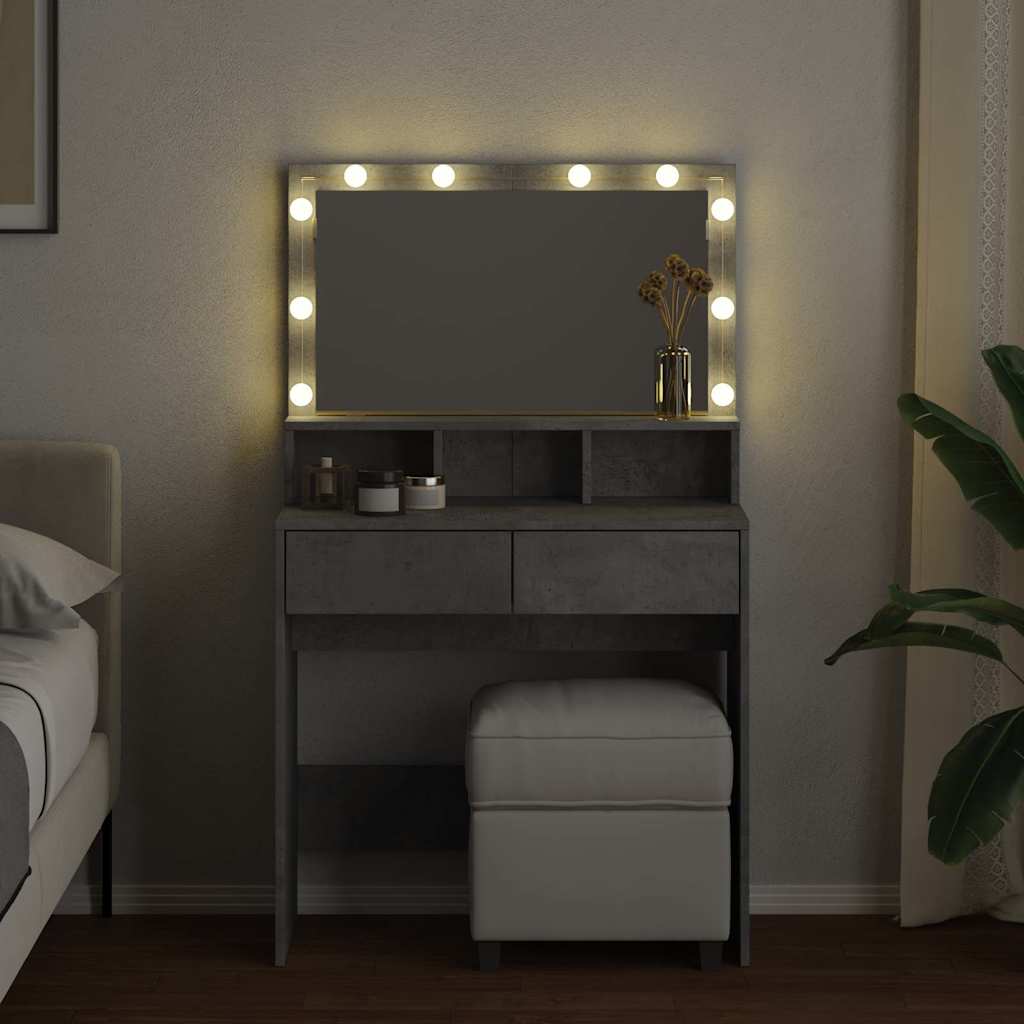 vidaXL Toeletta con LED Grigio Cemento 80x41x134,5 cm