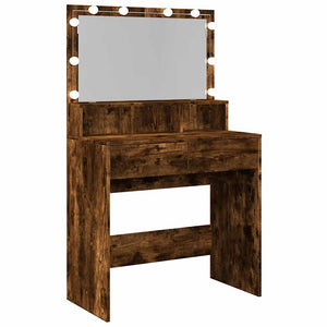 Toeletta con LED Rovere Fumo 80x41x134,5 cm 848189