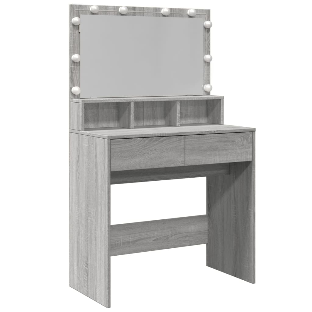 Toeletta con LED Grigio Sonoma 80x41x134,5 cm