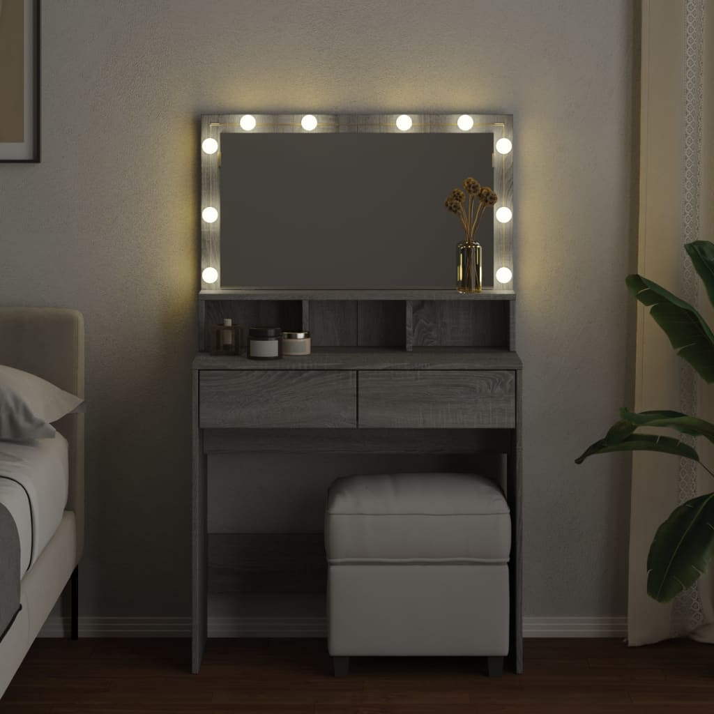 Toeletta con LED Grigio Sonoma 80x41x134,5 cm