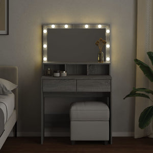Toeletta con LED Grigio Sonoma 80x41x134,5 cm