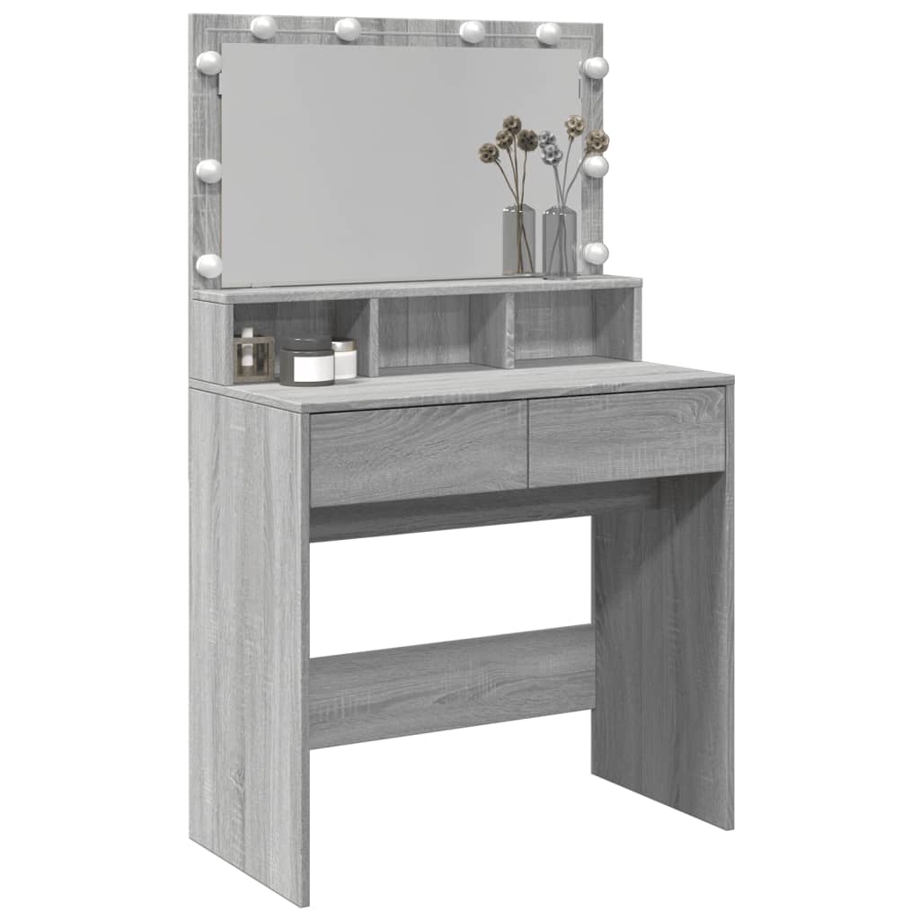 Toeletta con LED Grigio Sonoma 80x41x134,5 cm